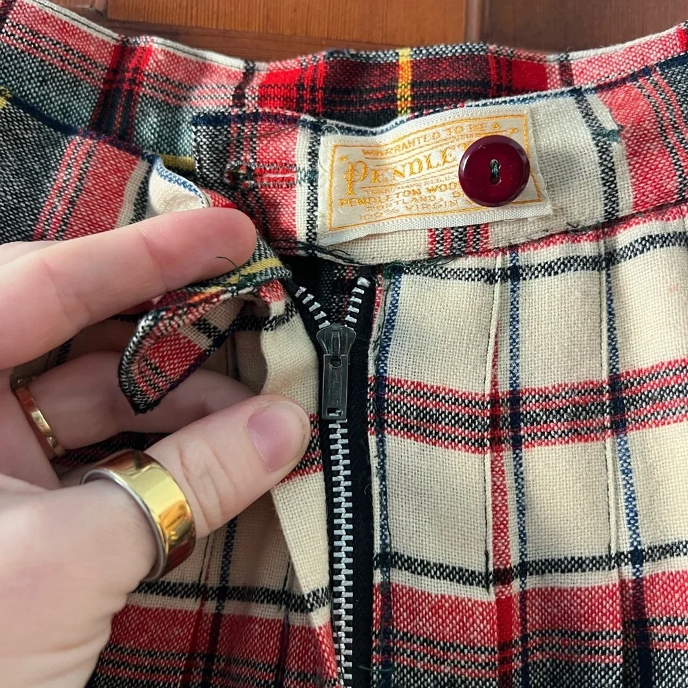 Vintage Pendleton Plaid Wool Pleated Skirt Girls 12 XXS Tartan Made in USA